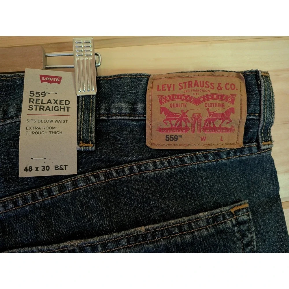 Levi's 559 Relaxed Straight Jeans Men 48 x 30 Big Tall Workwear Dark Wash New